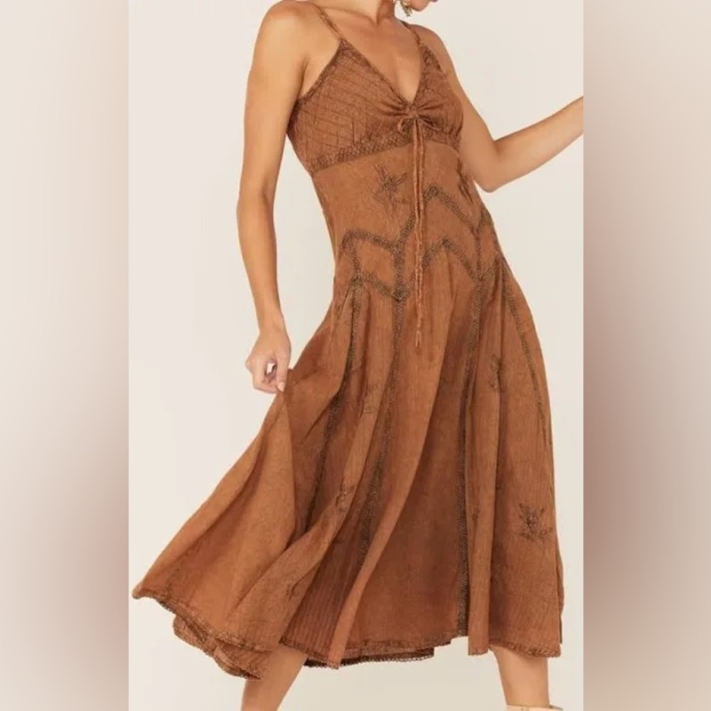 Scully copper brown midi dress Small